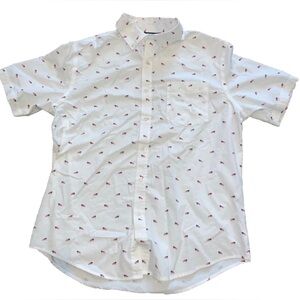 Men’s Size L American Flag Button Up Collared Shirt